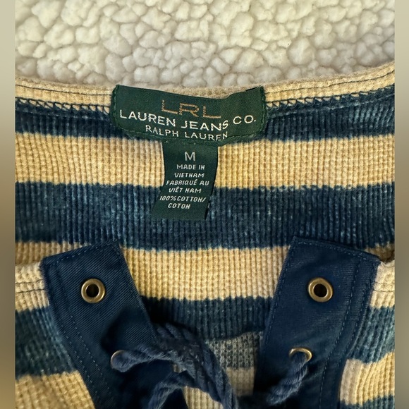 Ralph Lauren stripes navy beige with tie long sleeves top - Picture 5 of 10